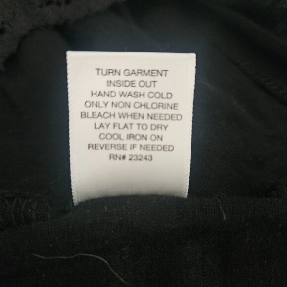 New York & Company Black Short Sleeve Lace Overlay Zip-up Large Shirt - Picture 6 of 6